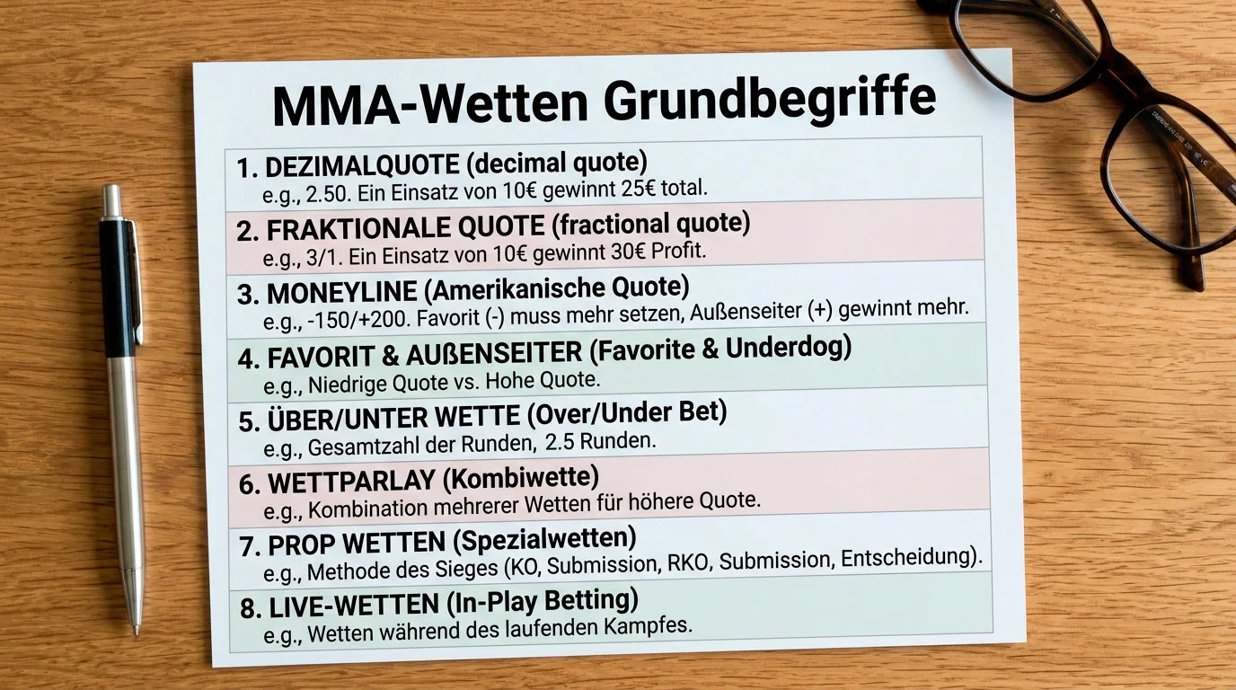 MMA-Wetten Grundbegriffe für Einsteiger – das Minimalvokabular für die erste UFC-Wette