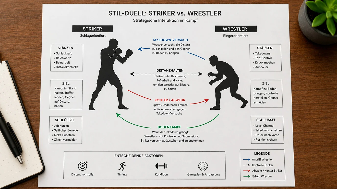 Kampftyp-Matchup und Over/Under Tendenz im MMA – Striker vs. Striker und Wrestler-Matchups