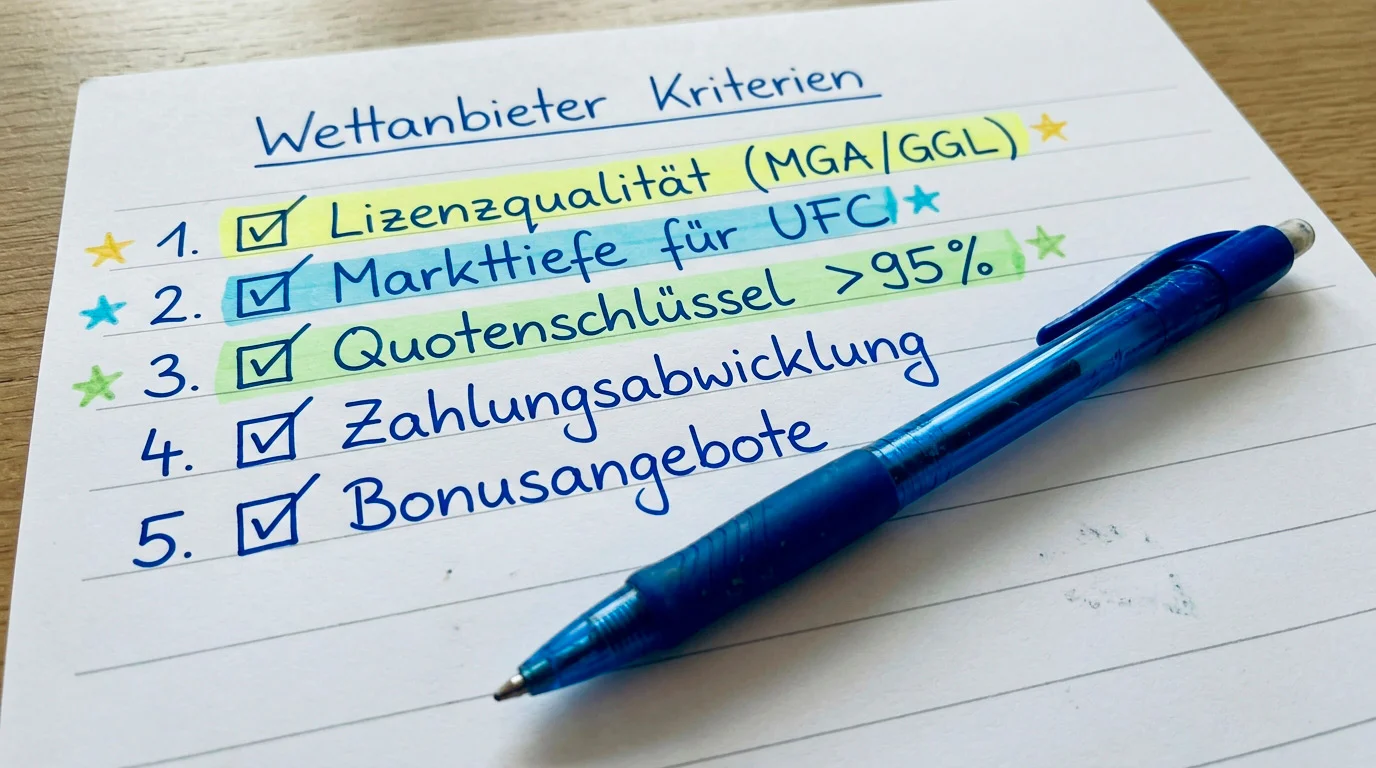 Auswahlkriterien für den besten MMA-Wettanbieter – Lizenz Quoten Markttiefe und Auszahlung