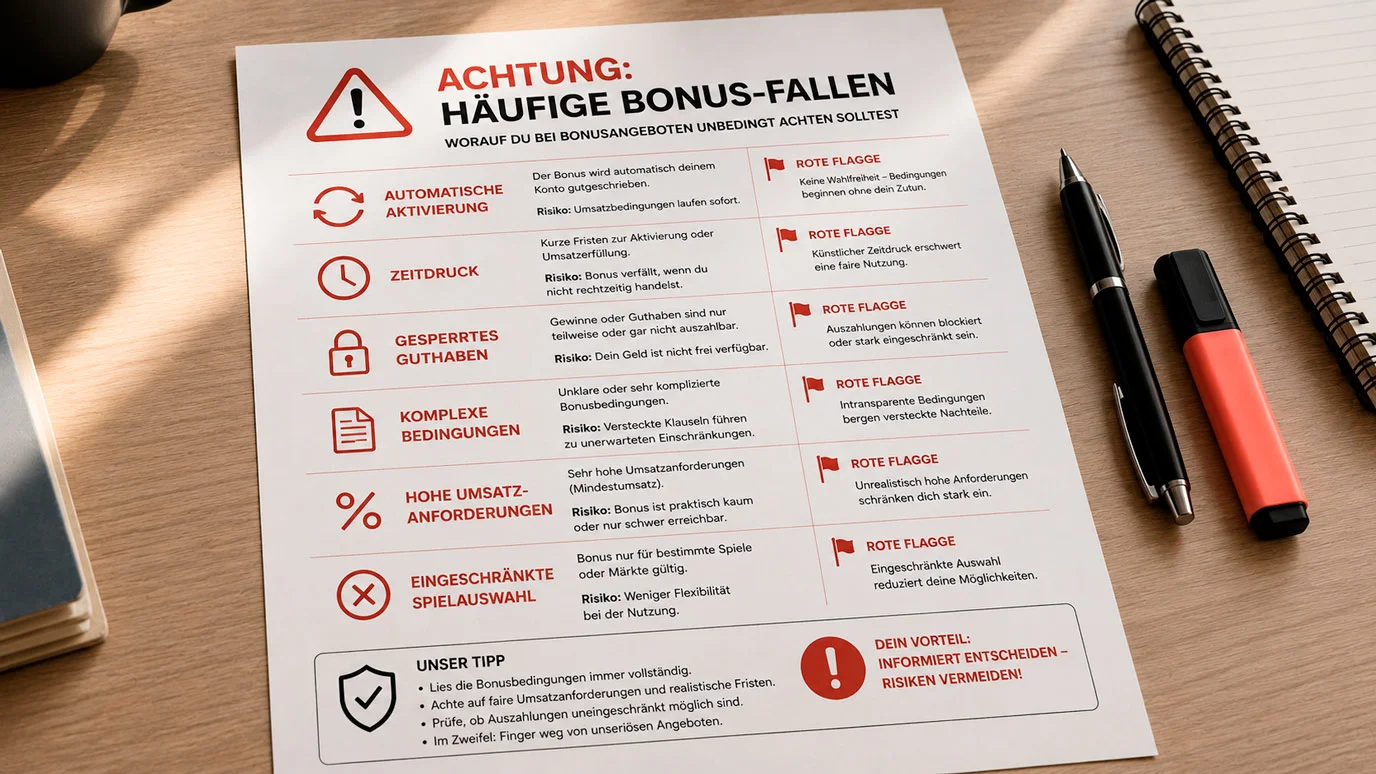 Häufige Bonus-Fallen bei MMA Wetten Anbietern inklusive Rollover-Zeitdruck und automatische Bonus-Aktivierung