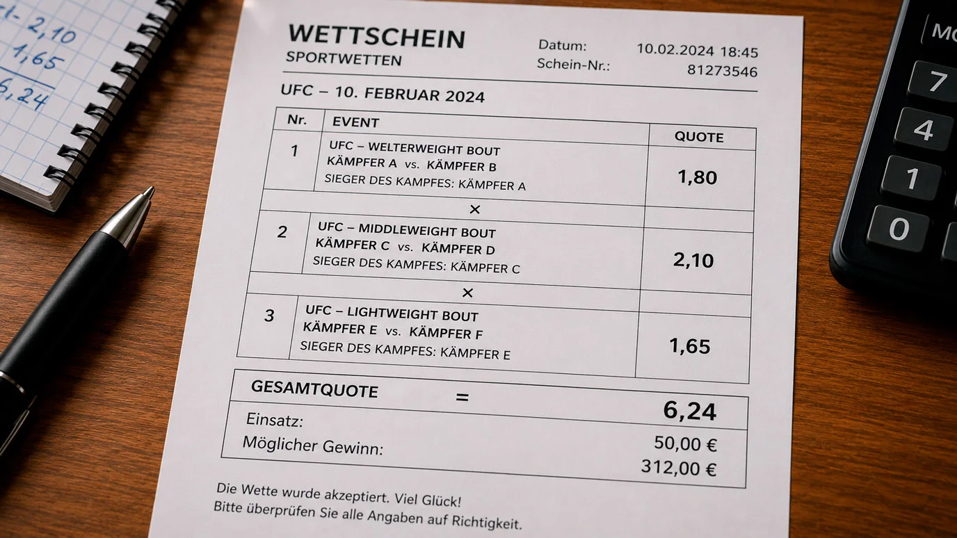 UFC Parlay-Quotenberechnung erklärt – Multiplikation der Dezimalquoten bei MMA-Kombiwetten