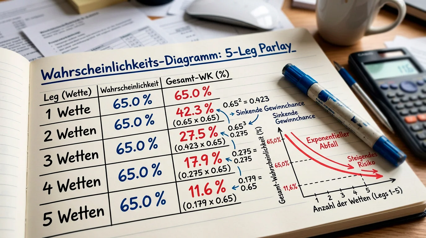 Exponentiell steigendes Risiko bei UFC-Parlays – Wahrscheinlichkeitsrückgang mit jedem zusätzlichen Wett-Leg