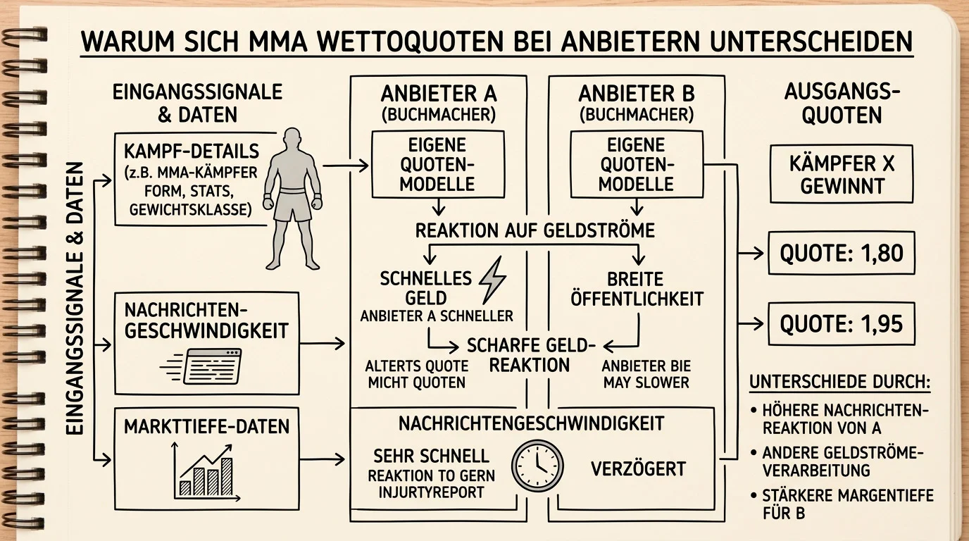 Erklärung der Quotenvariation bei UFC-Wetten zwischen verschiedenen internationalen MMA-Bookmachers