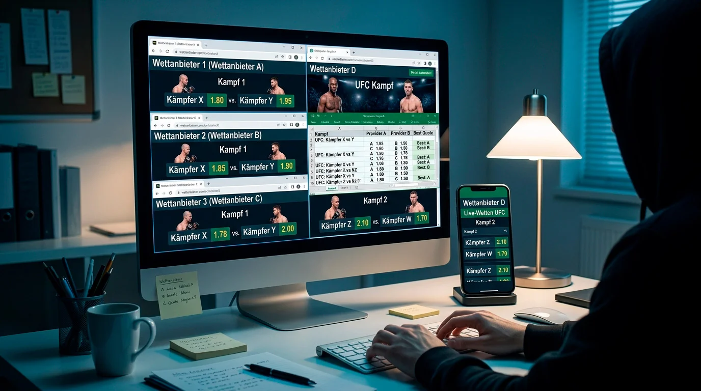 Quotenvergleich zwischen MMA-Wettanbietern für Value-Bets – Line Shopping als Basis für UFC-Wertwetten